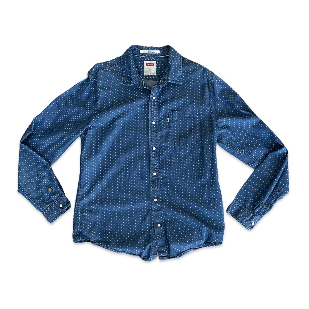 Levi's Polka Dot Pearl Snap Modern Fit Western Cowboy Shirt Size M
